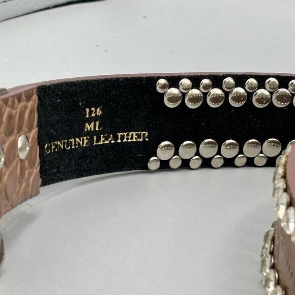 Rhinestone Brown Leather Belt